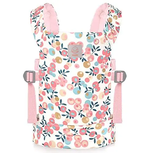 Produktbild: GAGAKU Puppentrage Puppen Bauchtrage Puppenzubehör Babytrage für Kinder Schultergurte Kreuzen Vorne und Hinten 100% Baumwolle - Rosa Pflaume, über 3 Jahre