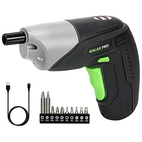 Produktbild: GALAX PRO Akkuschrauber, 3,6V Elektrischer Schraubenzieher mit 10 Schraubaufsätzen, wiederaufladbarer Lithium-Ionen-Akku und USB-Kabel, Batterieanzeige, LED-Licht