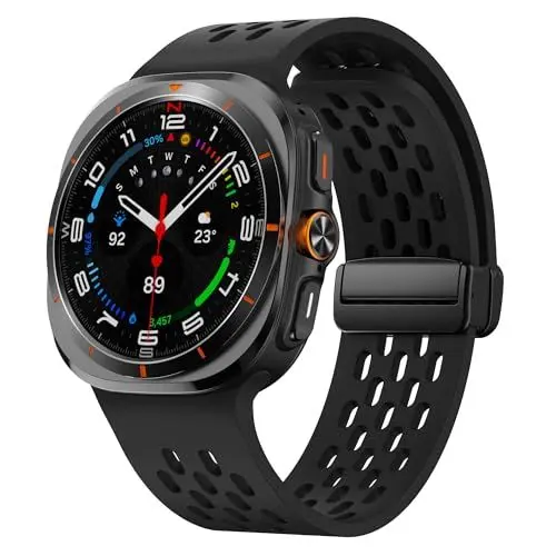 Produktbild: Magnet Silikon Sportarmband für Samsung Watch Ultra Armband 47mm Herren,Weich Robust Atmungsaktiv Strap Wasserdicht Silicone Band Sport Ersatzband Armbänder für Samsung Galaxy Watch Ultra Armband