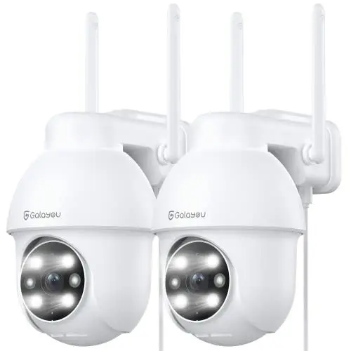 Produktbild: GALAYOU 2K Überwachungskamera Aussen, PTZ Outdoor WLAN IP Kamera überwachung außen, WiFi Dome Camera mit Farbiger Nachsicht,Zwei-Wege-Audio Y4W-2P