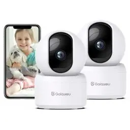 Produktbild: GALAYOU 2K Überwachungskamera innen, Babyphone mit Kamera Überwachung innen, Hundekamera/Haustierkamera mit app, WLAN Kamera Indoor, Zwei-Wege-Audio, funktioniert mit Alexa&Google Home G2-2P