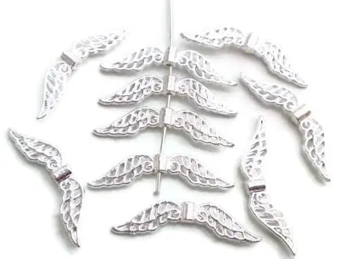 Produktbild: Galerie-of-art4you Flügel Perlen Engel Engelsflügel Perlen 31mm Spacer DIY für Basteln Schmuck 10 Stück (silber)