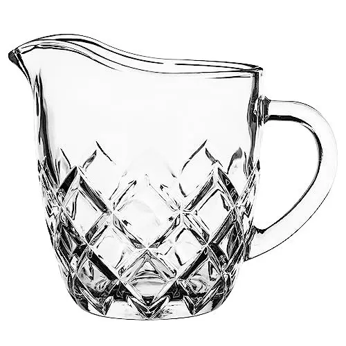 Produktbild: Galicja Milchkanne Glas Karin – Glas Kanne – Kanne Glas Hitzebeständig – Glaskrug Klein – Glaskaraffe ohne Deckel – Wasser Kannen – Milk Kanne – Modell 1 200 ml