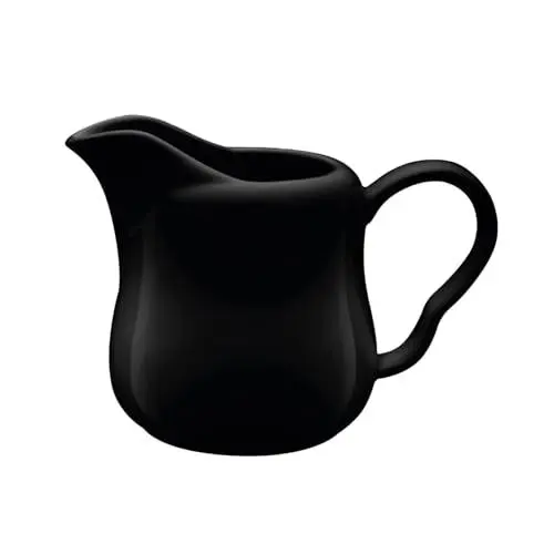 Produktbild: Galicja RONNIE – Milchkanne – Auslaufsicheres Milchkännchen Schwarz mit Praktischem Griff – Schwarzer Bequemer Suslaufsicherer Milchkrug – Milchkännchen Klein – Milk Jug