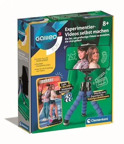 Produktbild: Galileo Fun Experimentier-Videos selbst Machen - Handy Stativ mit Greenscreen für Kinder ab 8 Jahren, 59327 von Clementoni