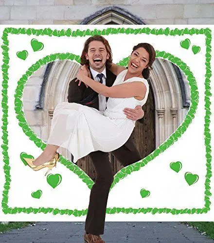 Produktbild: galleryy.net Hochzeitsherz zum Ausschneiden Just Married | grün mit weißem Herz & Schlaufen INKL 2 Scheren