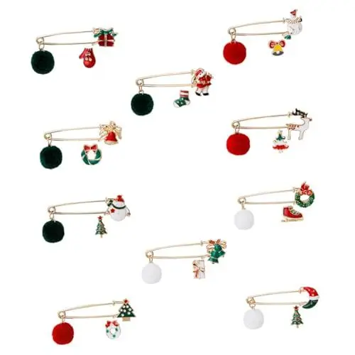 Produktbild: GALPADA 10 Sets Weihnachts Pelzkugel Pin Kleidungszubehör Weihnachtsbrosche Weihnachtsbrosche Anstecknadeln Abzeichen Rentier Anstecknadeln Weihnachtsschmuck Weihnachtsrevers