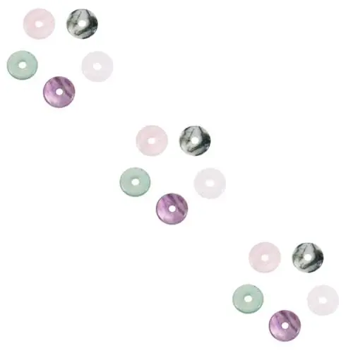 Produktbild: GALPADA 15 Stk Friedensschnallenperle Chakra-ring Perlenwebstuhl-kit Halbedelsteine Amazonit-perlen Donut-edelstein-anhänger Donut Halskette Stein Jade-anhänger Dekorative Perlen