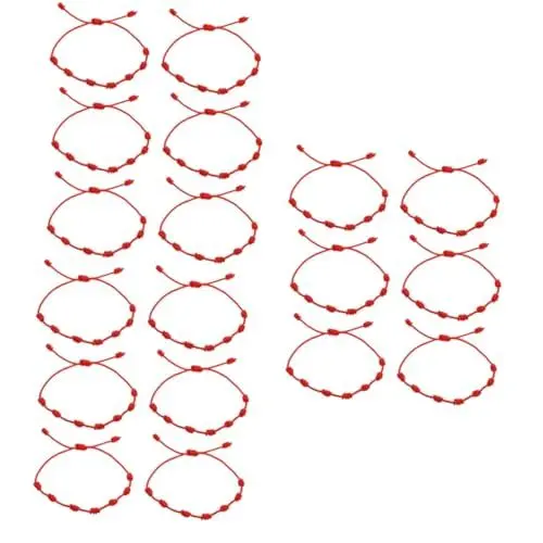 Produktbild: GALPADA 18 Stk Verstellbare Handschlaufe Rotes Seilarmband Kinderarmbänder Perlen Glückssymbol Schmuck Rotes Armband Verstellbares Armband Rotes Knotenarmband Glück Armreif Baumwollfaden