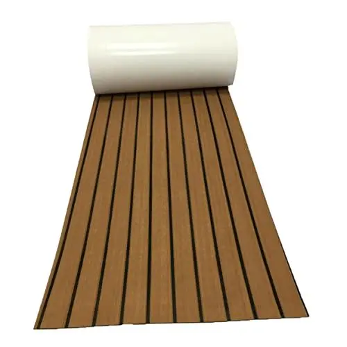 Produktbild: GALPADA Eva Bootsbodenbelag 45X240cm rutschfeste Marine Matte Selbstklebender PVC Deckbelag für Yachten Boote und Rvs Stoßfest und Schalldämmend Teakoptik