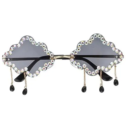 Produktbild: GALPADA 1 Paar Cloud-sonnenbrille Partybrille Im Stil Der 60er Jahre Hippie-brille B0by4qknwf Sonnenbrille Frau Randlose Sonnenbrille Aus Kristall Irre Damen Anhänger Lieferungen Metall