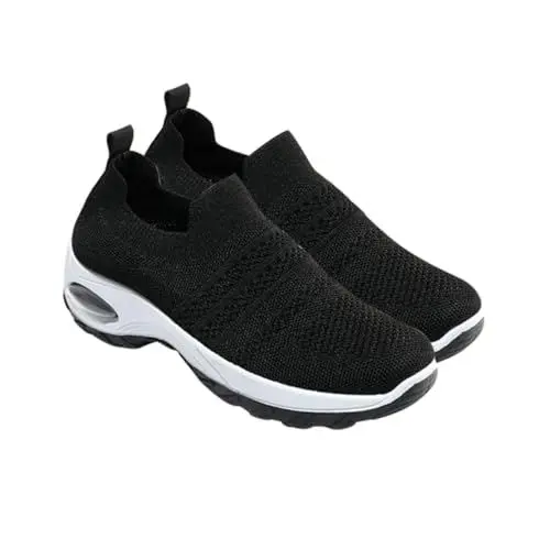 Produktbild: GALPADA 1 Paar Laufschuhe Mit Luftkissen Plateau-Sneaker Für Damen Gothic-Turnschuhe Modische Schuhe Frau Freizeitschuhe Frauen Laufen Turnschuhe Plateauschuhe Pu-luftpolsterboden Black