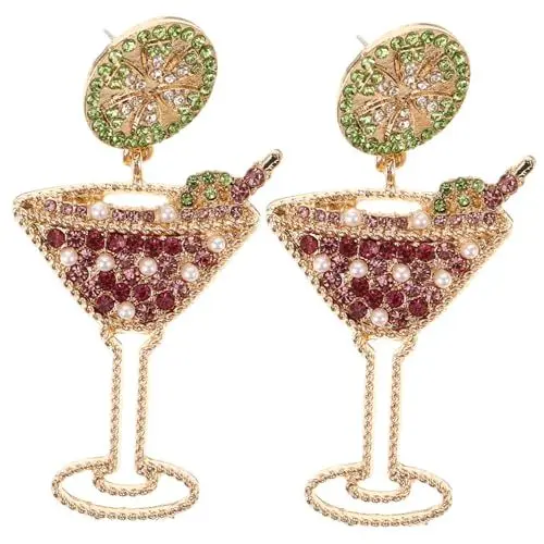 Produktbild: GALPADA 1 Paar Obst-weinglas-ohrringe Ohrhänger Mit Strasssteinen Mini-cup-schmuckdekor Böhmische Ohrringe Strass-ohrringe Ohr Liefert Martini-gläser Legierung Damen Getränke Kopfhörer