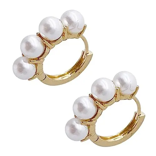 Produktbild: GALPADA 1 Paar Perlenohrringe Piercing-Ohrringe Creolen mit Manschetten winzige Creolen Schmuck kolczyki damskie mother's day klappcreolen Ohrkreise Ohrringe aus Kunststoff