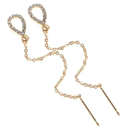 Produktbild: GALPADA 1 Paar Quastenohrringe Damen Kupferohrringe Stilvolle Ohrringe mit Tassel Ohrringe mit Tropfenquaste Zirkon-Ohrringe im Quasten-Stil für Damen Tropfen-Ohrhängerkette Kettenohrringe