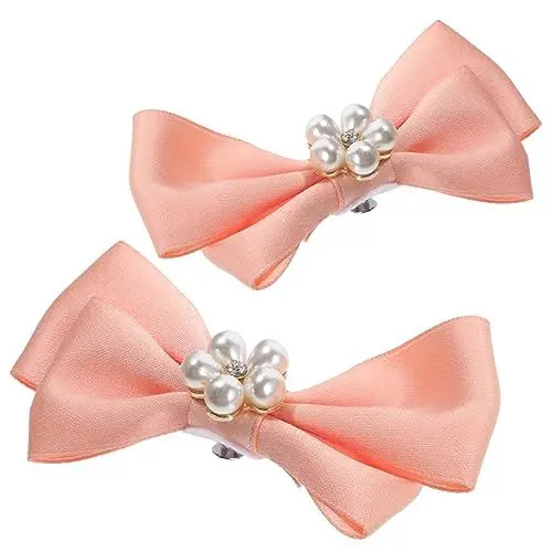 Produktbild: GALPADA 1 Paar Schuhschnalle Hochzeit Schuhdekor Schleifensandalen weiße Perlen Brautsandalen weiße Pumps seidenband ribbon hochzeitsdeko Schuhanhänger Bogen Schuhclips Schnallen Metall