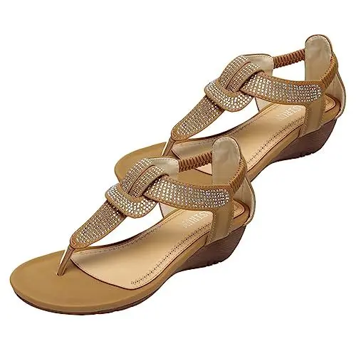 Produktbild: GALPADA 1 Paar Sommerschuhe Plateausandalen Für Mädchen Böhmische Sandalen Tanga-Einlagen Für Damen Sandale Für Damen Plateausandalen Für Damen Zehenstegsandalen Für Damen Brown
