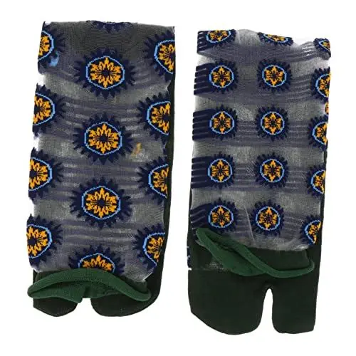 Produktbild: GALPADA 1 Paar Bedruckte Flip-Flops Tabi Sommer-Clog Zweizehen- Japanische Damen Zehenblume Grüner Stil Tragende Socken Zehen-Herz-Flip- Mit Geta Atmungsaktiven Dunklen Socken-Flops