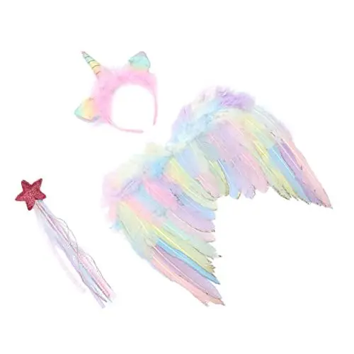 Produktbild: GALPADA 1 Satz Flügel-Stirnband-Set Regenbogen Fee Flügel Kinder Flügel-Outfit Für Kinder Schmucksets Für Kinder Märchenkleid Kinder Prinzessin Berühmtheit Performance-kostüm Stoff Baby