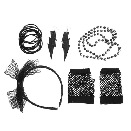Produktbild: GALPADA Retro Partykleid Damen Set Ohrringe Halskette Haarband Handschuhe Für Party