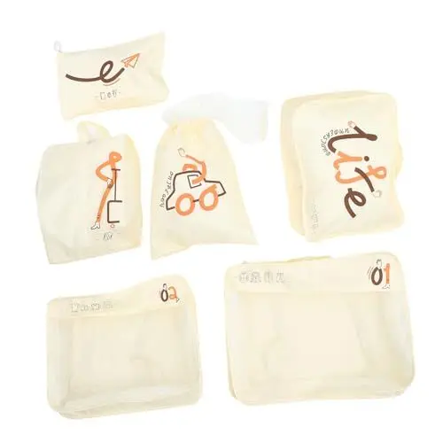 Produktbild: GALPADA 1 Satz Sechsteiliges Set Aus Aufbewahrungstaschen Für Geschäftsreisekleidung Und Gepäckklassifizierungsverpackung Verpackungswürfel Für Toilettenartikel Polyester Reisen Etikett