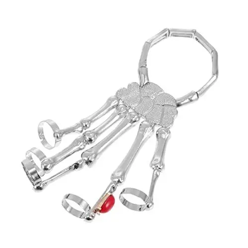 Produktbild: GALPADA 1pc Halloween Skelett Armband Schädel Charme Handgelenk Schmuck Punk Stil Legierung Übertrieben Silber