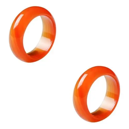 Produktbild: GALPADA 2St -Chalzedon-Ring Moissanit goldene Ringe Jahrgang Jade silberner Ehering damenringe couple rings hochzeitsringe Bandring Ring aus natürlichem Achat Kristall-Karneol-Ring rot