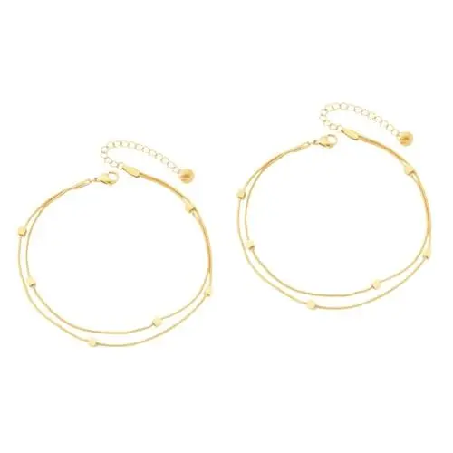 Produktbild: GALPADA 2St Doppellagiges Fußkettchen Sommer Fußkettchen Kettenfußkettchen für Frauen goldene Fußkettchen für Frauen fußkettchen für Damen Füße Fußkettchen Damen Fußkettchen Stahl