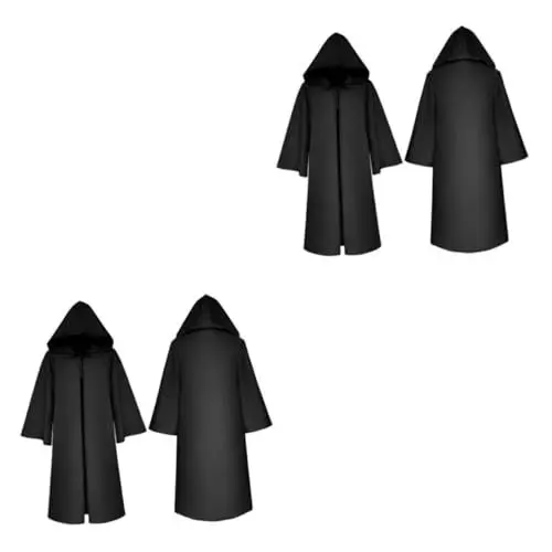 Produktbild: GALPADA 2St Halloween-Umhang Kostüme Umhänge Tunika-Bademantel mit Kapuze Maske Jäger Haube halloween umhang kinder umhang Kapuzenpullis Todeskostüm Todesumhang Polyester (Polyester) Black