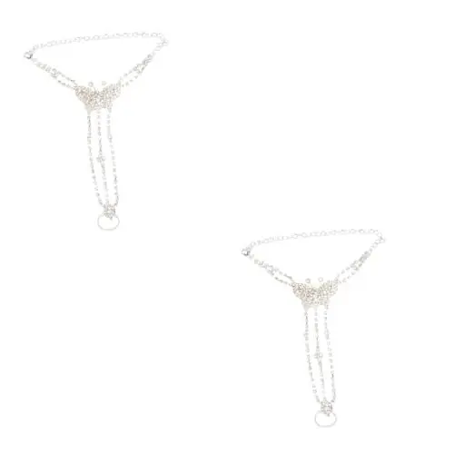 Produktbild: GALPADA 2St Knöchelkette damenschmuck frauenschmuck Diamant-Fußkettchen Brautsandalen fußkettchen für Damen Knöchelschmuck Braut Fußkettchen Strasssteine Armband Anhänger Schuhwerk