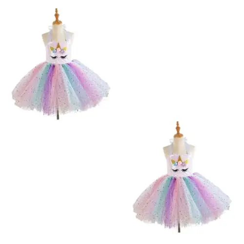 Produktbild: GALPADA 2St Mädchenröcke paillettenkleid kinder carnival costume girl einhornkleidmädchen Tutu-Rock für Mädchen Mädchen-Tutu Tutu-Kleid mit Einhorn-Pailletten Cosplay-Kleidung