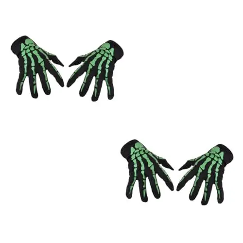 Produktbild: GALPADA 2 Paar Halloween-Handschuh thermohandschuhe thermal gloves fingerhandschuhe Skelett Fahrradhandschuhe Touchscreen Handschuhe aus Schädelknochen Fingerhandschuh für Halloween Black