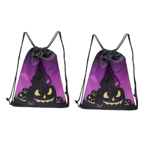 Produktbild: GALPADA 2stücke Kordelzug-Rucksack Für Halloween Wasserdichter Turnbeutel Für Mit Gruseligem Katzenmotiv Für Partys Und Schulausflüge Leicht Und Geräumig Für Süßigkeiten Und