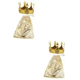 Produktbild: GALPADA 2 Sätze Cape-Krone-Set Partykostüm Halloween-Prinzessin-Mantel-Kostüm halloween kinder umhang kinderkostüme halloween Bühnendekoration Requisite Halloween-Cosplay-Requisiten Golden