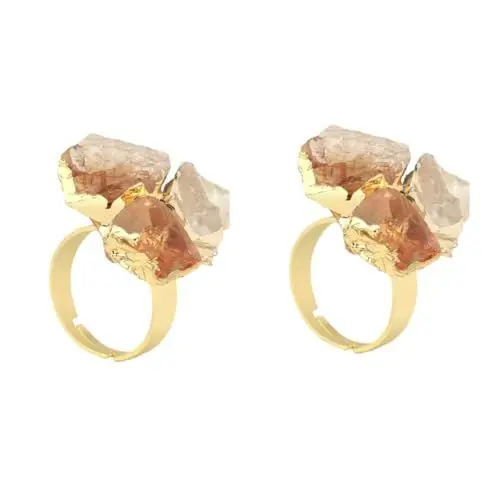 Produktbild: GALPADA 2 Stk Stein-Kristall-Ring Edelsteinringe Smaragd Schmuck stapelbare Statement-Ringe Handschmuck verstellbare ringe damenringe hochzeitsdeko Ringe dekor Einfacher Ring Naturstein