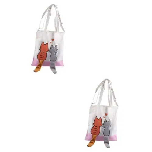 Produktbild: GALPADA 2 Stk Umhängetasche Mädchen-einkaufstasche Schultertasche Cartoon-dekor-tasche Weiß Segeltuch
