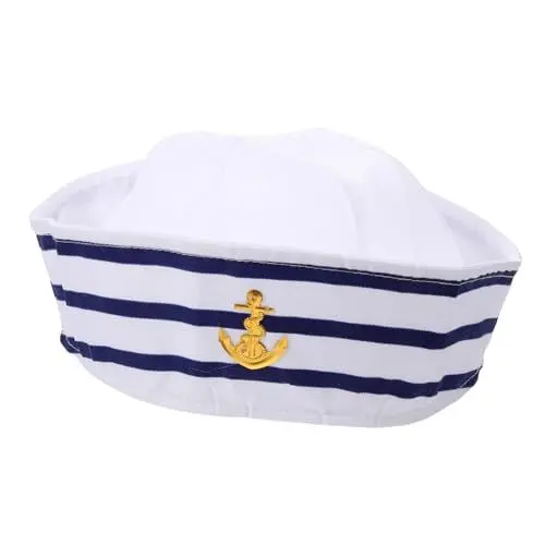 Produktbild: GALPADA 2st Marine-kappe Motorhaube Für Kapitänsmützen Für Männer Bootskapitänshut Weißer Matrosenhut Kapitänsmütze Für Damen Fiddler Mütze Marine-yacht-mütze Uv-hut Segelhüte Wolle