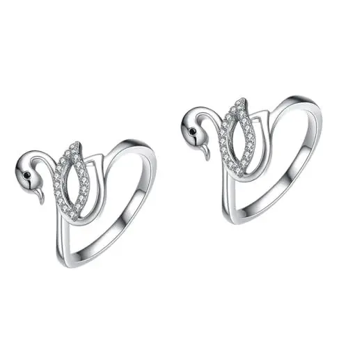 Produktbild: GALPADA 2st Ringe Aus 925er Sterlingsilber Schwanenringe Erinnerungsgeschenk Moderinge Jubiläumsringe Personalisierte Ringe Trendige Ringe Für Liebhaber Mädchen Silberring
