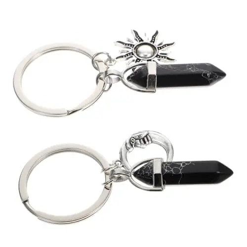 Produktbild: GALPADA 2st Schmuck Anhänger Anhänger Schlüsselanhänger Mondanhänger Geschenke Für Paare Trendiger Schmuck Auto Bling Trendige Geschenke Retro-dekor Taschen Freundschaft Liebhaber Kristall