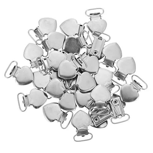 Produktbild: GALPADA 30 Stück Pfirsichfarbene Herzclips Für Neugeborene Herzförmige Hosenträgerclips Beißringhalter Herzförmige Verschlüsse DIY Verschlussclips Kinderclips