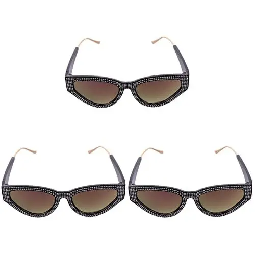 Produktbild: GALPADA 3 Paare Dreieckige Strass-brillen Mit Farbverlauf Strandbrillen Outdoor- Brille Damen Pc-metallrahmen Schmuck Altmodisch