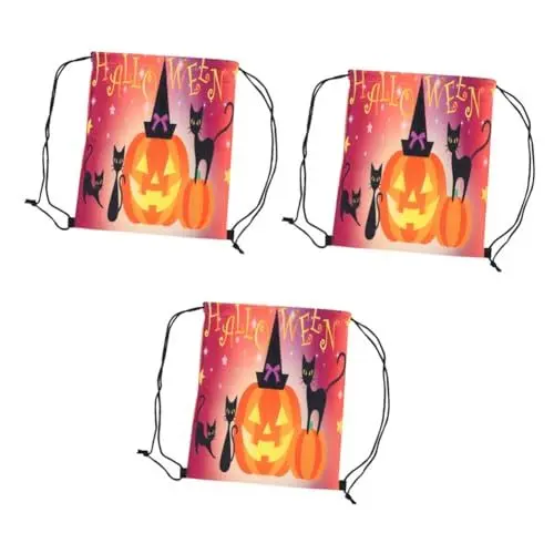 Produktbild: GALPADA 3 STK Halloween-Kürbis-Kordel Tasche Kordelzugbeutel mit großem Fassungsvermögen Rucksack anpacken Halloween Halloween assecoires Aufbewahrungstasche für Halloween