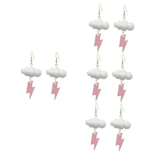 Produktbild: GALPADA 4 Paare Wolken-blitz-ohrringe Regenwolken Ohrringe Regentropfen-ohrringe Weiße Wolken Ohrringe Wolkenohrringe Für Frauen Tropfenohrringe Wetter Ohrringe Wolke Ohrringe Acryl