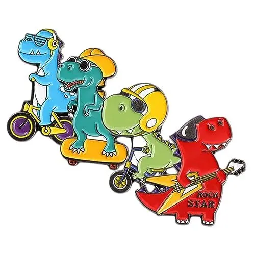 Produktbild: GALPADA 4 Stück Dinosaurier Brosche Cartoon- -stift Kawaii Brosche Coole Hutnadel Abzeichen Für Hut Kragennadel Für Damen Bunte Broschennadel Bruststift Fräulein Skateboard Legierung Tier