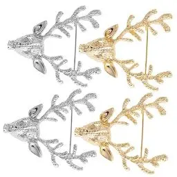 Produktbild: GALPADA 4 Stück Hirschkopf Brosche Für Hüte Jubiläumsgeschenke Für Sie Personalisierter Schmuck Für Frauen Dekorative Anstecknadel Hirsch Für Männer Kostümschmuck Broschen