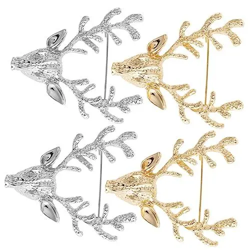 Produktbild: GALPADA 4 Stück Hirschkopf Brosche Für Hüte Jubiläumsgeschenke Für Sie Personalisierter Schmuck Für Frauen Dekorative Anstecknadel Hirsch Für Männer Kostümschmuck Broschen
