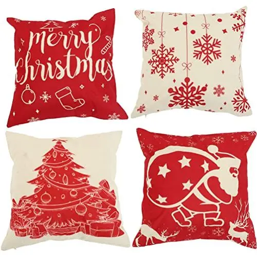 Produktbild: GALPADA 4stücke Teiliges Weihnachtskissenbezug Atmungsaktive Quadratische Kissenhülle Für Schlafzimmer Und Wohnzimmer Festliche Santa Claus Dekoration Für Sofa Und Heimdekoration