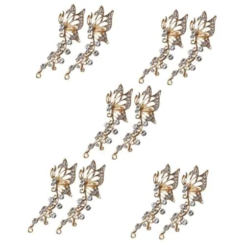 Produktbild: GALPADA 5 Paare Schmetterlings-ohrclips Ohrhänger Für Damen Damenohrringe Kostümohrringe Für Damen Diamantohrringe Für Damen Diamant-ohrring Ohrringe Für Frauen Golden Legierung
