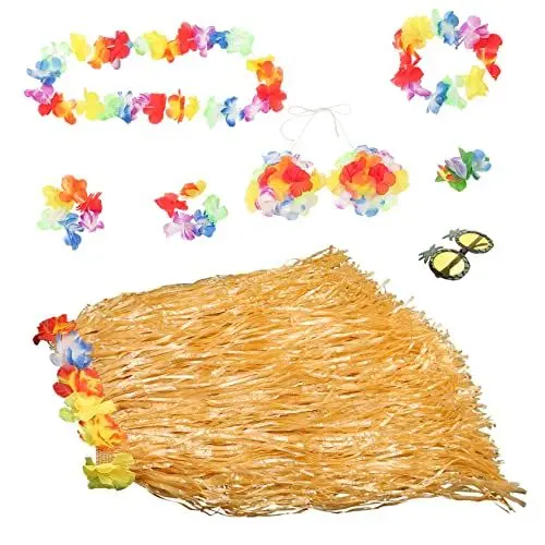 Produktbild: GALPADA 8-teiliges Kostüm-set Mit Tropischem Grasrock Und Kleid Party-zubehör