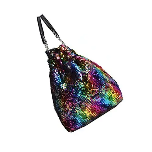 Produktbild: GALPADA Modische Pailletten-beuteltasche Mit Kordelzug Und Kette Für Damen Schulter- Und Umhängetasche Pailletten-design Für Mädchen